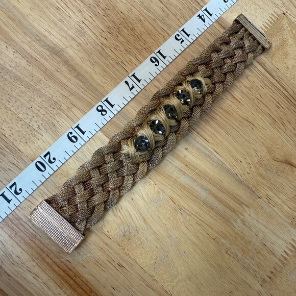 Braided Gold-Tone Magnetic Bracelet With Clear Crystal Accents Banana Republic - Picture 11 of 13